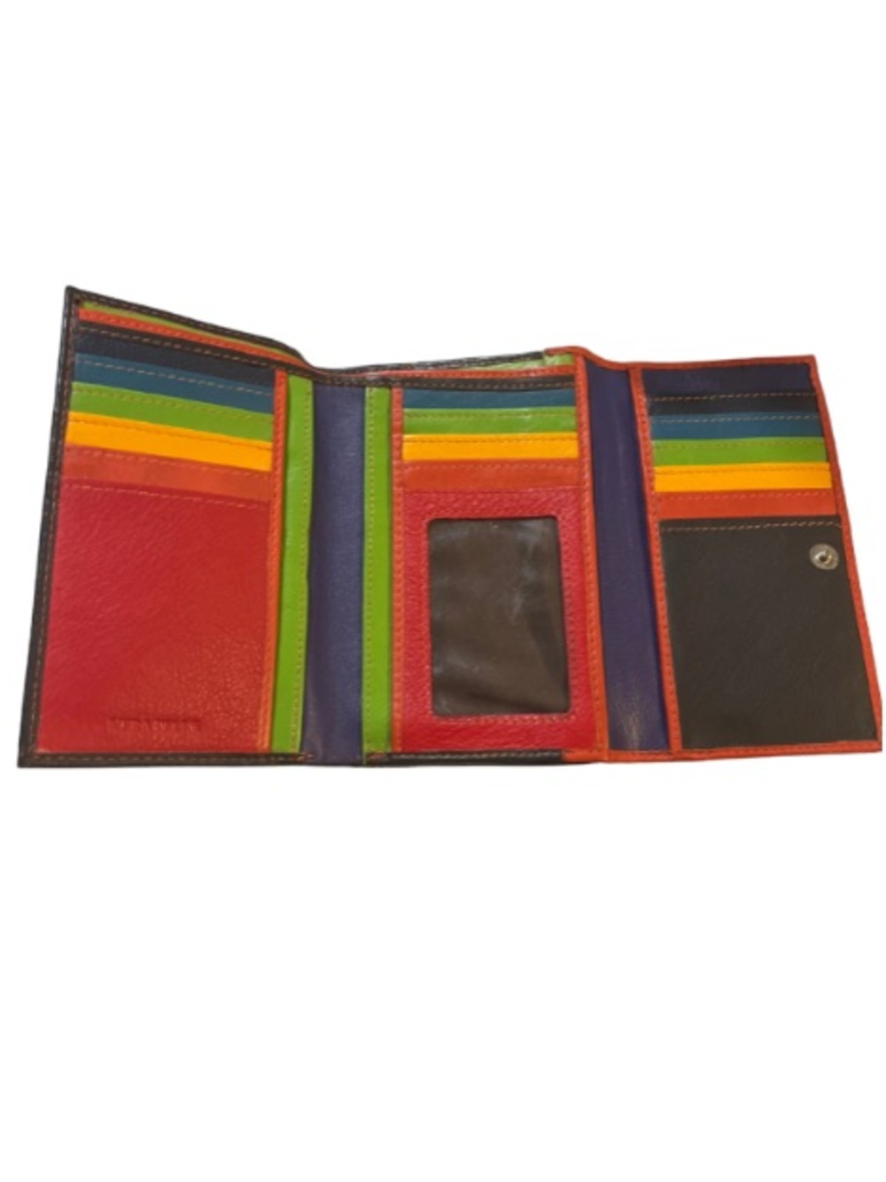 Vera Pelle Multicolor Rainbow Genuine Leather Tri-Fold Wallet - Like New
